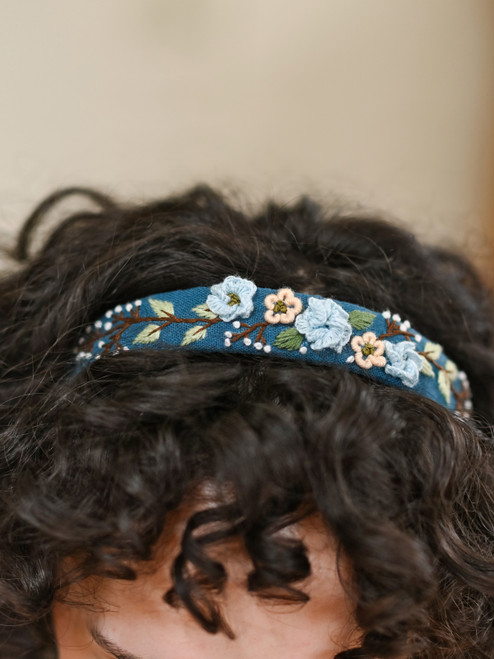 Prairie Embroidered Headband - Blue Multi