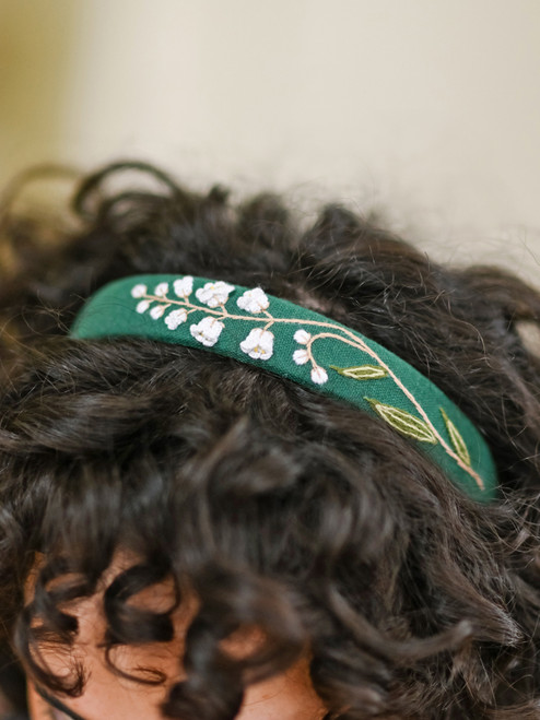 Prairie Embroidered Headband - Green