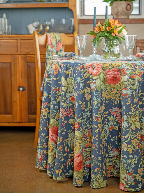 Eternal Rose Round Cloth - Navy