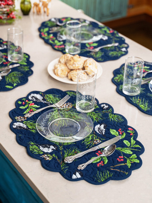 Chickadee Quilted Placemat Set of 4