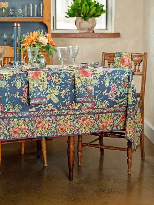 Eternal Rose Tablecloth - Navy