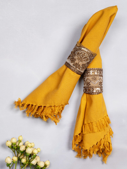 Bel Canto Napkin Ring Set of 4 - Burnished Gold