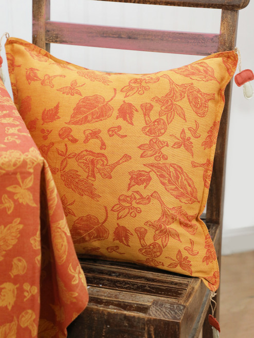 Mushroom Jacquard Cushion Cover - Gold Rust