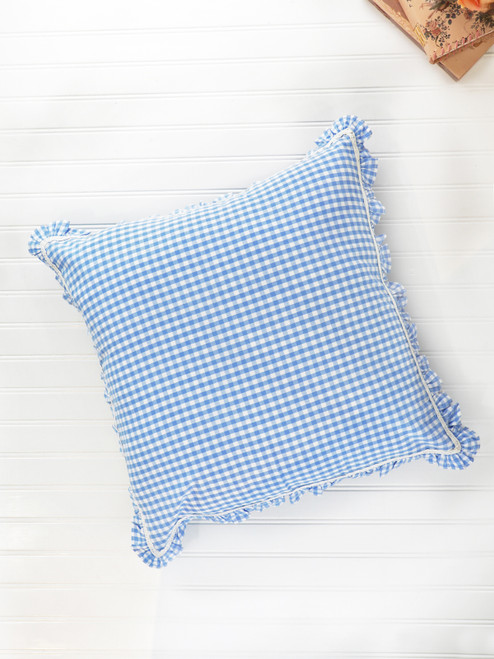 Cottage Gingham Cushion Cover - Blue