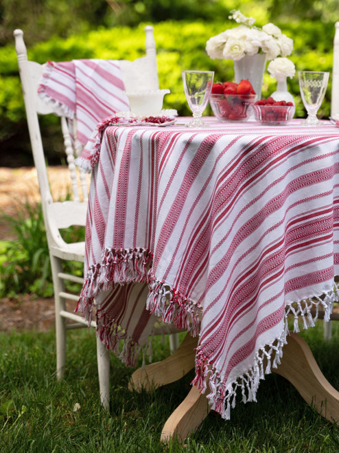 Mingle Stripe Tablecloth - Red