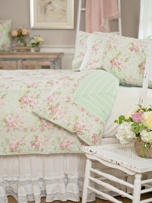 Apple Blossom Queen Duvet Pillowcase Set - Light Green