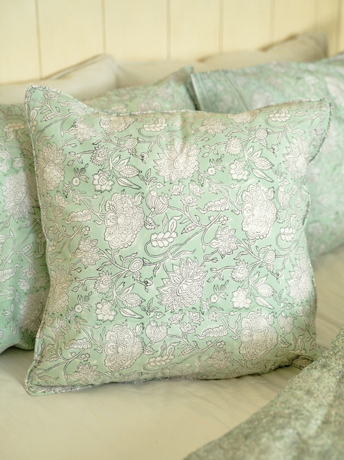 Sadie Block Print Cushion Cover - Sage