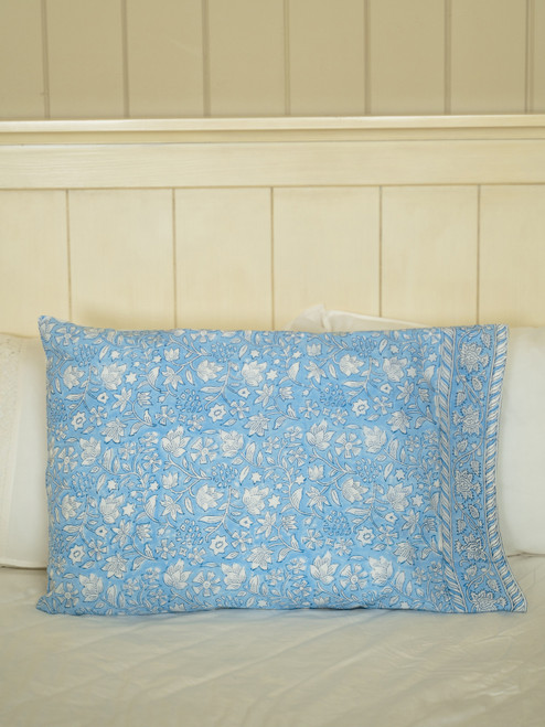 Bailey Block Print Pillowcase - Blue