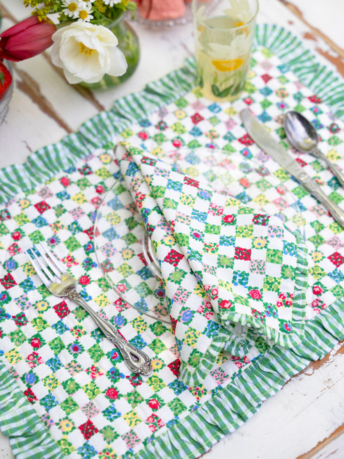 Rebecca Ruffle Quilted Placemat Set of 2 - Multi