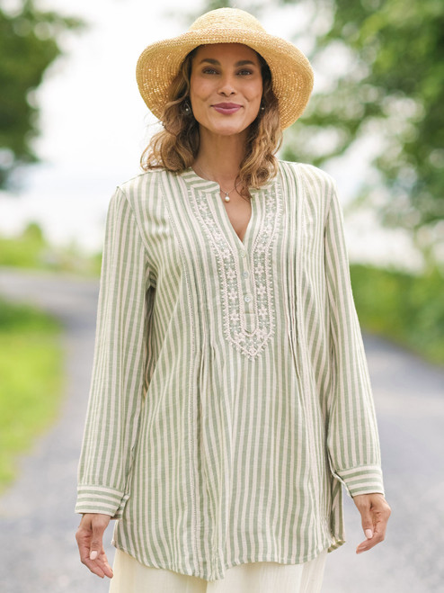 Meadow Stripe Tunic - Sage
