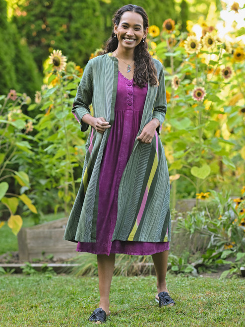 Rainforest Stripe Duster - Green