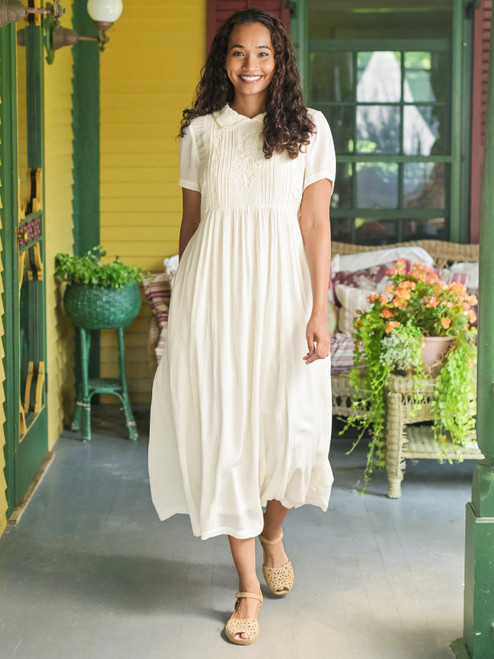 Folklore Dress - Ecru
