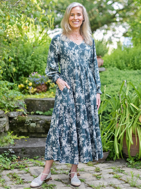 Dancing Rose Prairie Dress - Dark Teal