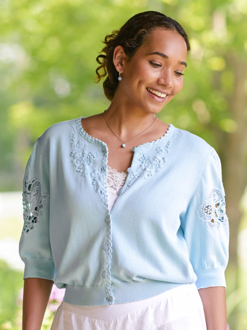 Vienna Romance Sweater - Aqua