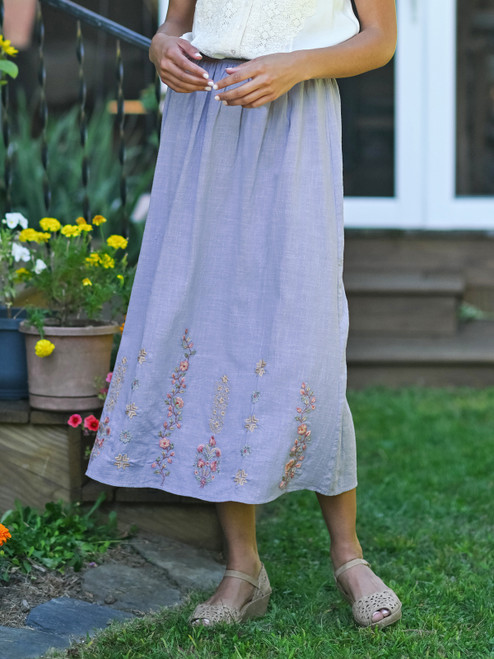 Garden Trellis Skirt - Slate Blue