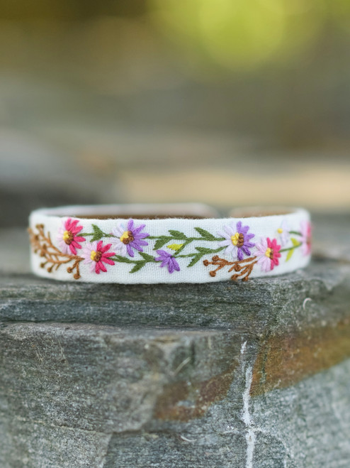 Prairie Embroidered Headband - Cream