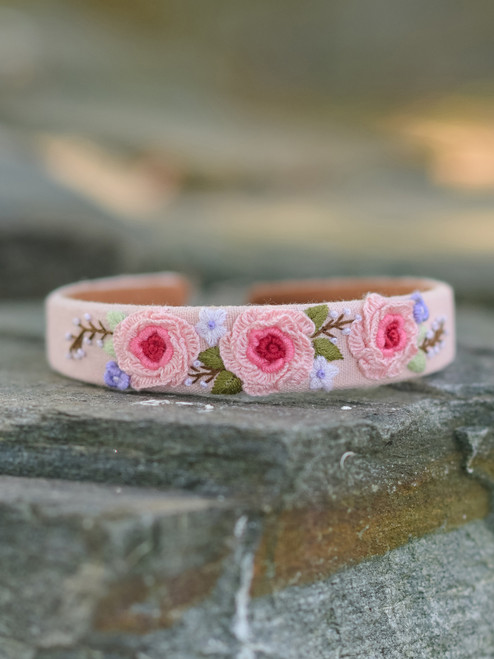 Prairie Embroidered Headband - Peach Pink