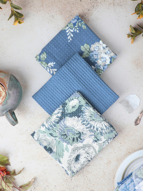 Beautiful Blues Tea Towel Bundle Set of 3 - Blue