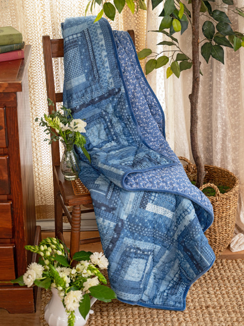 Harmony Patchwork Throw - Blue