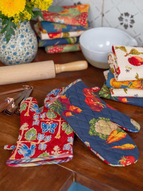 Farmers Market Patchwork Oven Mitt Set of 2 - Multi