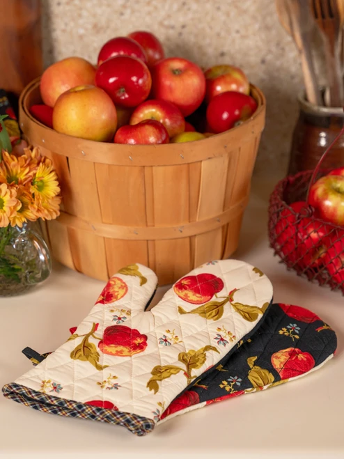 Apple Oven Mitt Set of 2 - Black