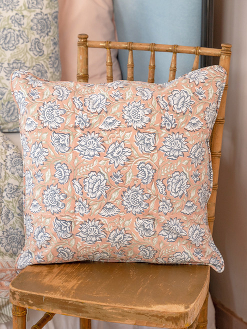 Peach Grove Block Print Cushion Cover - Peach