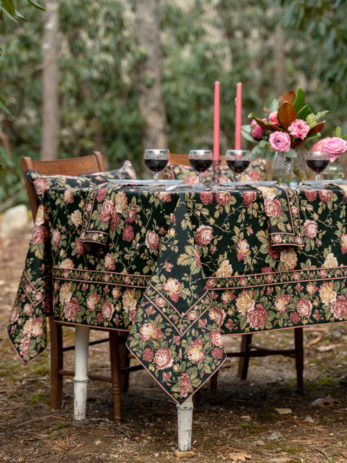 Winter Rose Tablecloth - Black