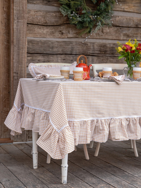 Cottage Gingham Tablecloth - Straw