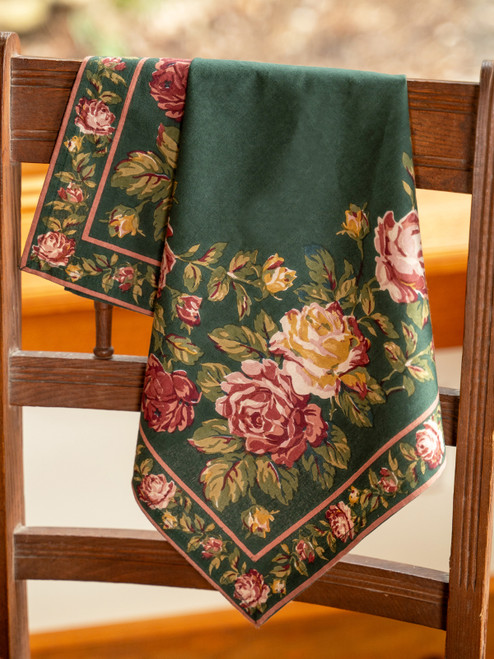 Winter Rose Napkin Set of 4 - Forest Green
