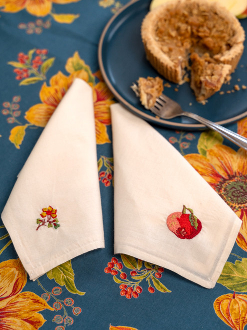 Prairie Embroidered Tea Napkin Set of 2 - Ivory