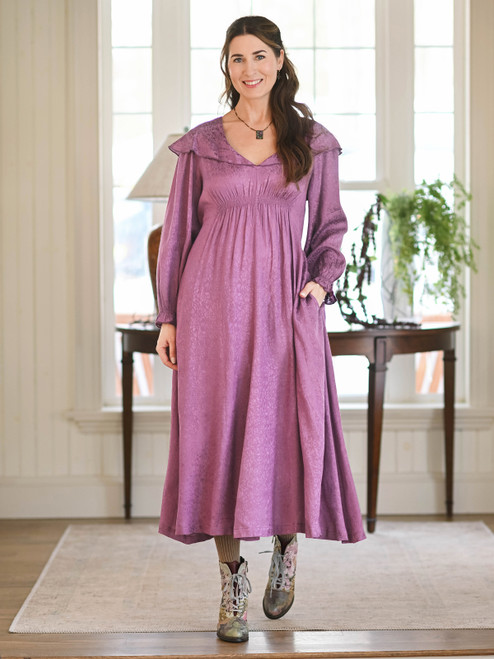 Capelet Jacquard Dress - Dark Amethyst