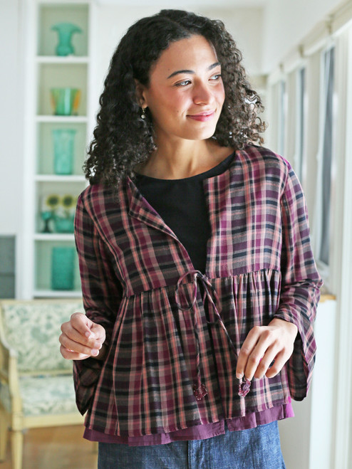 Fall Mood Plaid Cover Up - Plum