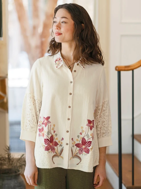 Sampler Blouse - Ecru