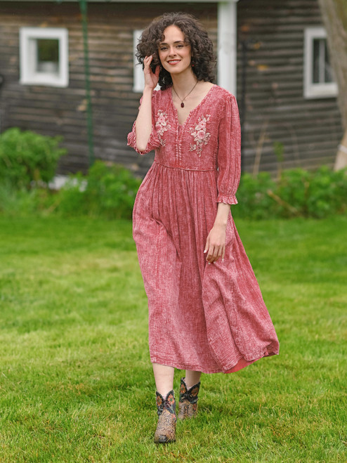 Celeste Dress - Sunwashed Red