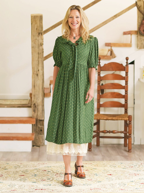 Winnie Dot Cottage Dress - Green