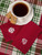 Wassailing Embroidered Tea Napkin Set of 2 - Red