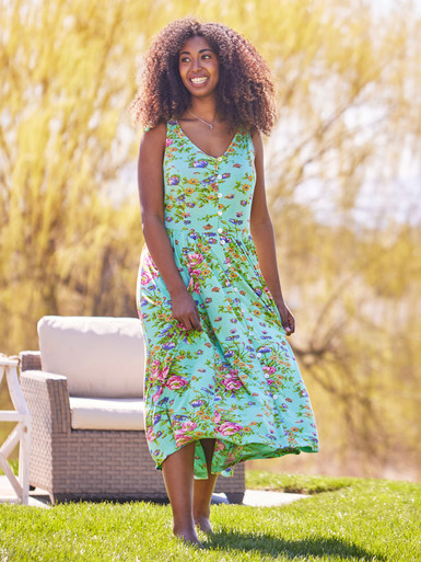 【m】Acka flower dress one-piece Acka original flower dress one-piece