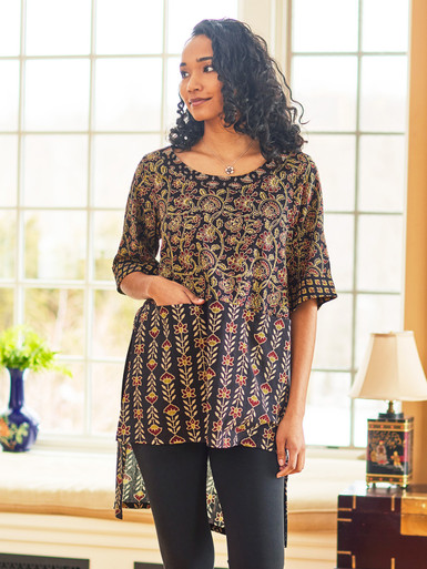 Romania Vine Blockprint Tunic | Shop Beautiful Designs by