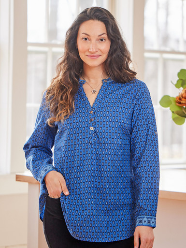Indian Sapphire Blouse | Shop Beautiful Designs by April Cornell