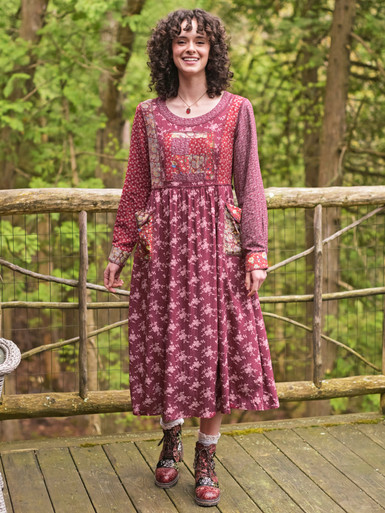 アメリヴィンテージ　LIBERTY PATCHWORK BLK DRESS S Triple Berry Patchwork Dress | Shop Beautiful Designs by