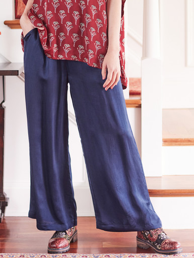 Orchestra Satin Pant - Navy | Shop Beautiful Designs by April Cornell
