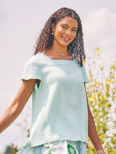 Easy Breezy Blouse - Aqua | Shop Beautiful Designs by April Cornell