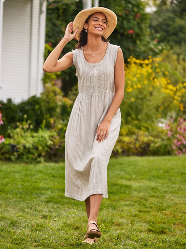 ワンピース Nigel Cabourn LINEN STRIPE DRESS Nigel Cabourn LINEN STRIPE DRESS