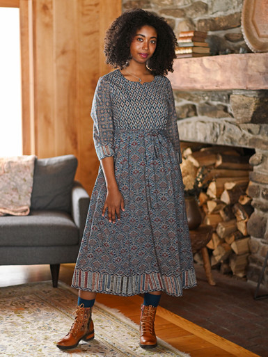 Patchwork Midi Dress - Indigo | Shop Beautiful Designs by April