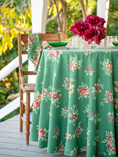 Russian Chintz Round Cloth - Green | Shop Beautiful Designs by