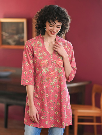 Rosalyn Tunic - Coral | Shop Beautiful Designs by April Cornell
