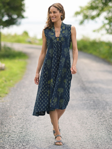 Khazana Indigo Dress - Indigo | Shop Beautiful Designs by April Cornell Khazana Indigo Dress - Indigo | Shop Beautiful Designs by April Cornell