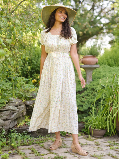 cream tea length dress Satin V-Neck Tea Length A-Line Dress