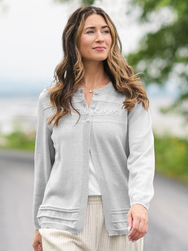 theredthread button knit tops gray（完売)全新 Book Nook Cardigan - Grey | Shop Beautiful Designs by April Cornell