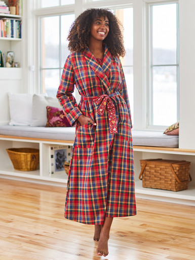 ladies plaid dressing gown Home Day Dressing Gown RedGreen | Size XS